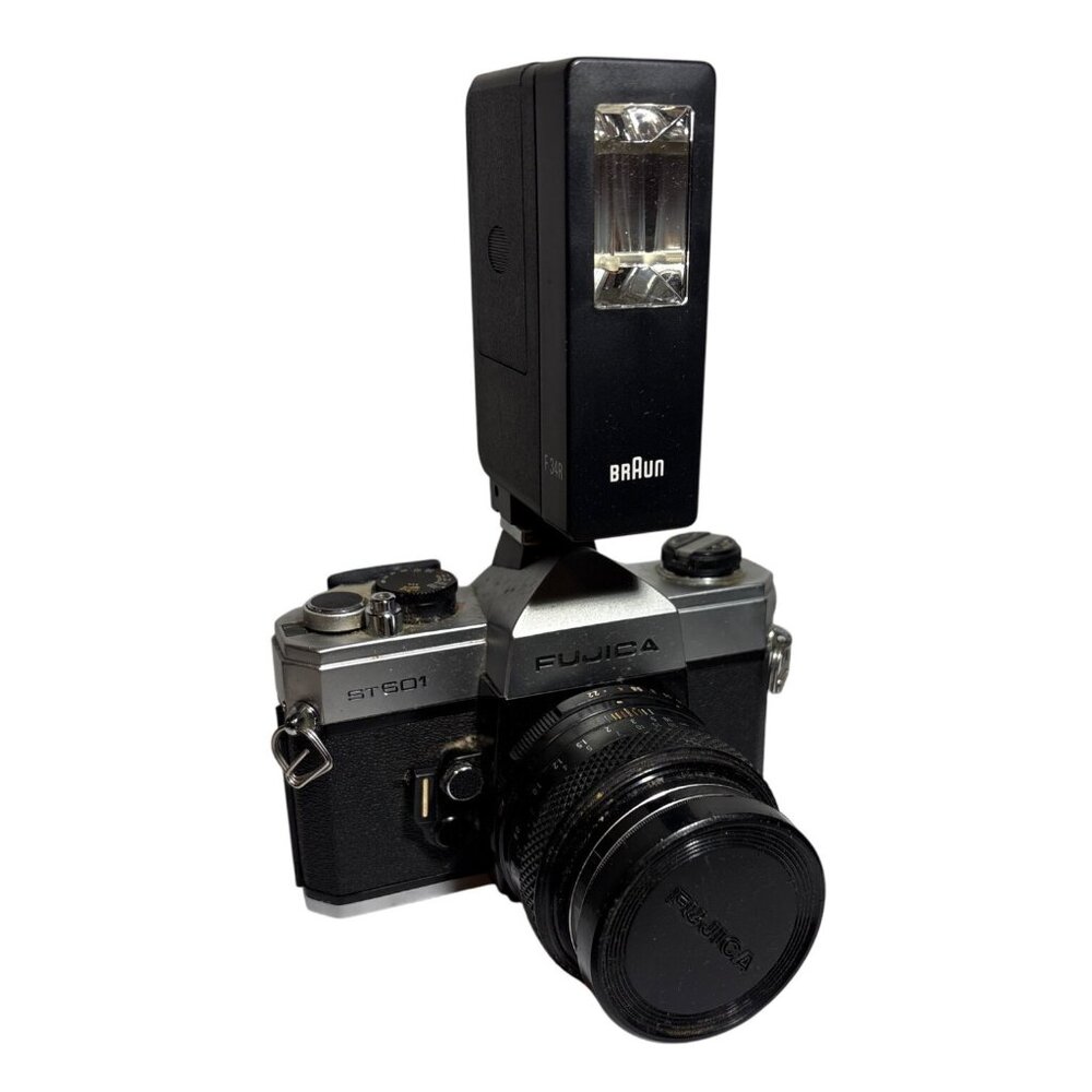 Fujica Camera ST801 Film 35mm With Fujinon Lens & Braun Flash